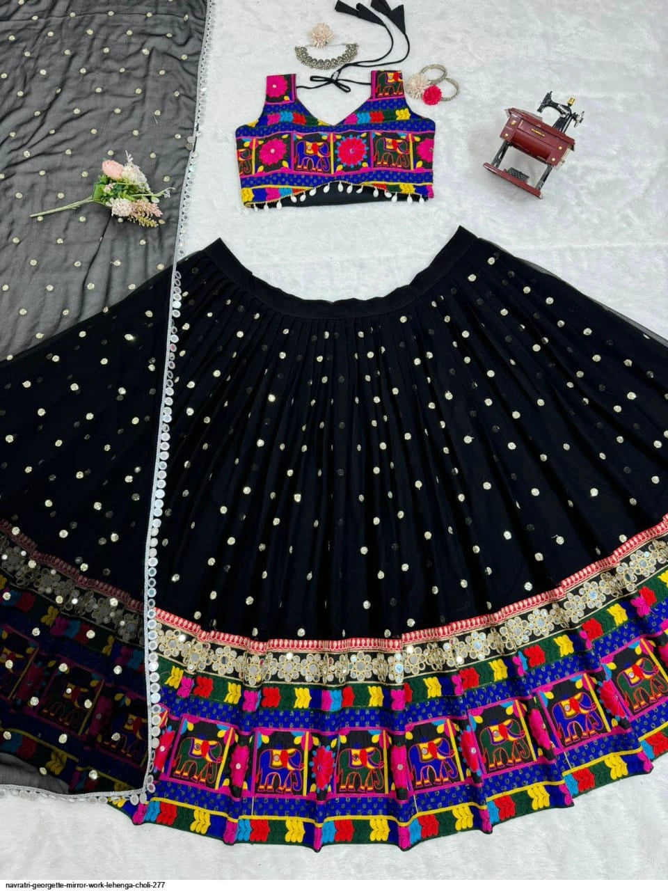 NAVRATRI GEORGETTE MIRROR WORK LEHENGA CHOLI 277