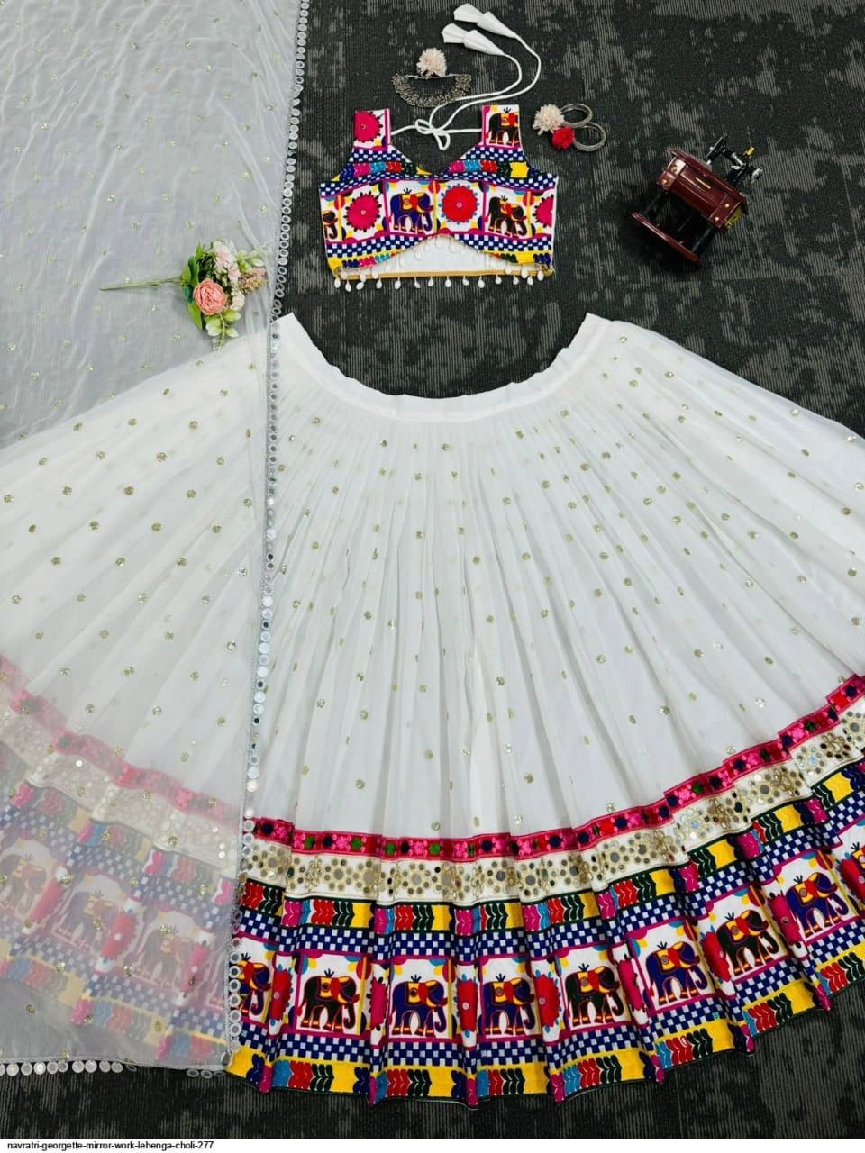 NAVRATRI GEORGETTE MIRROR WORK LEHENGA CHOLI 277